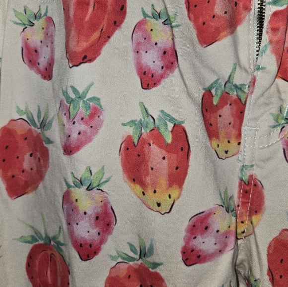 Machine Strawberry Print Flare Legged Stretchy 5 Pocket Zip Jeans Sz 9 - Picture 2 of 8